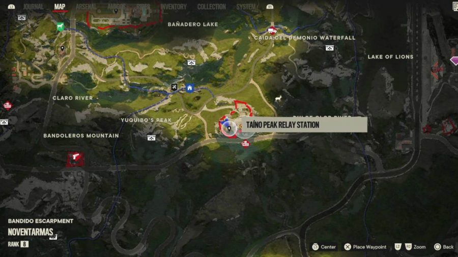 ファークライ6つのユニークな武器の場所：武器の場所を示すマップ