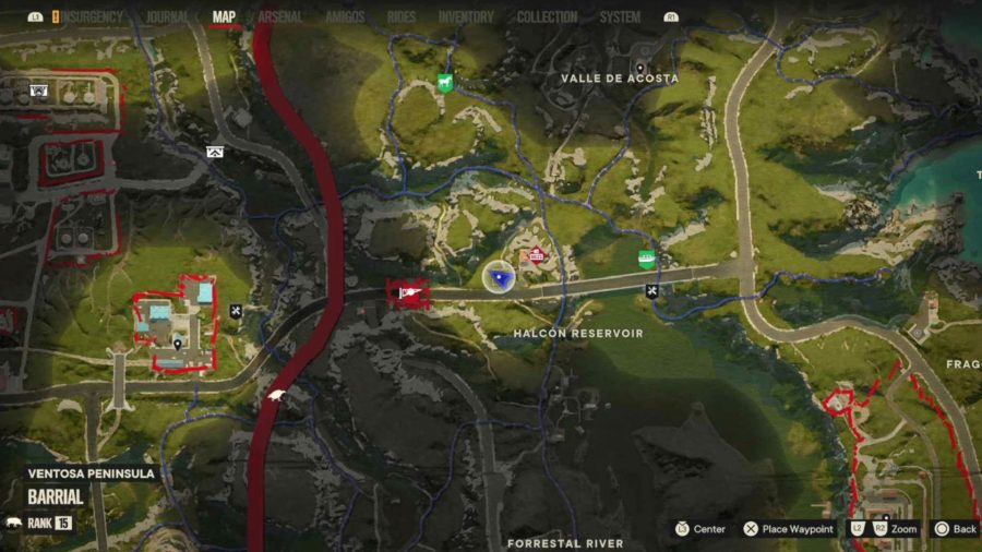 Far Cry 6 USBスティックの場所：USBスティックの場所を示すマップ。