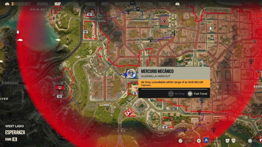 Far Cry 6 USBスティックの場所：USBスティックの場所を示すマップ。