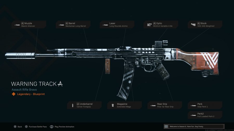 警告トラックSTG44Warzoneの青写真