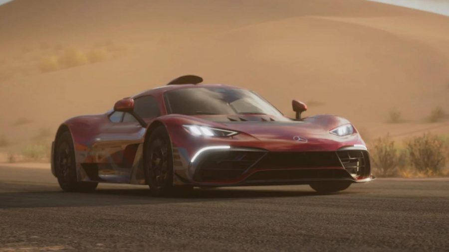 Forza Horizo​​n 5シリーズ1冬：砂嵐の中に車が座っているのを見ることができます。