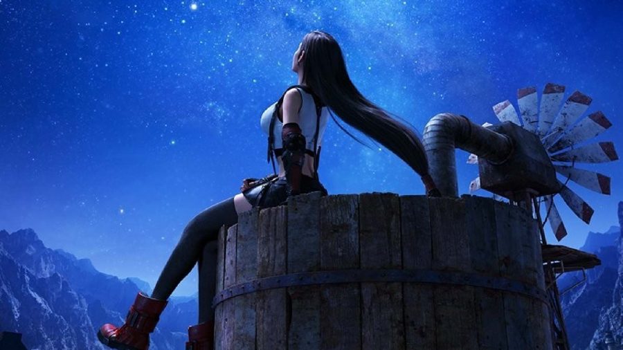 PS Plus Games 2021ランキング：ティファは夜空を見つめて座っています