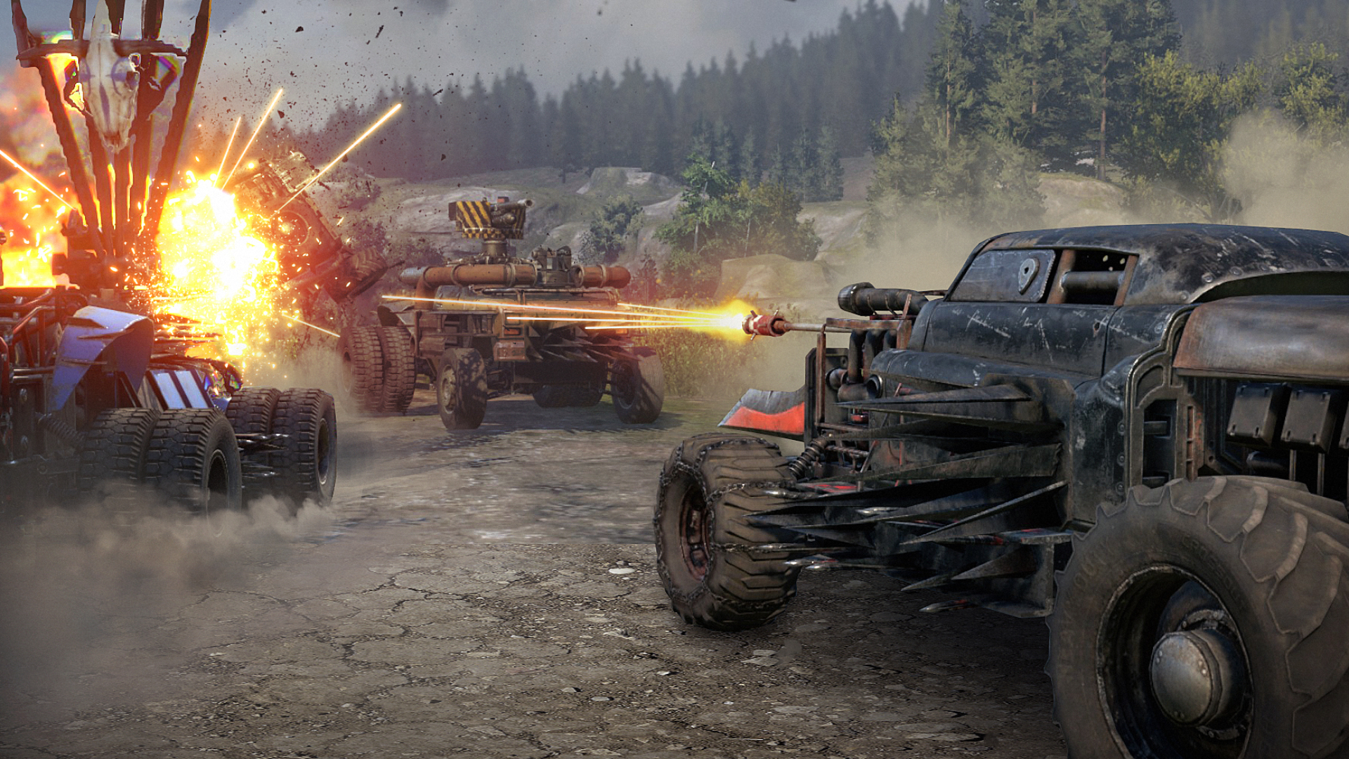 無料のシューティングゲーム：発射体を搭載した装甲車が別の車両に発砲して爆破します