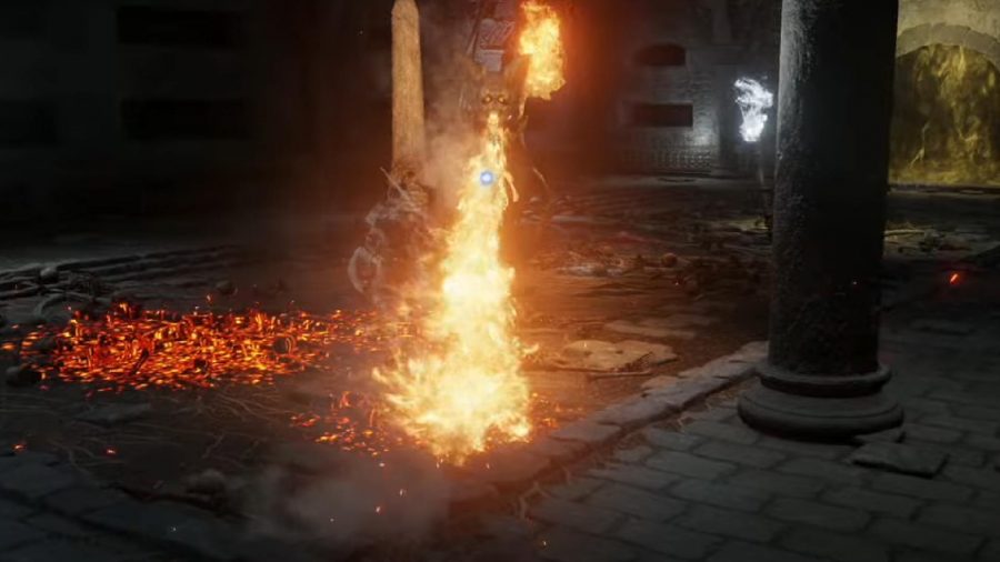 Elden Ring Erdtree Burial Watchdogを倒す方法：ウォッチドッグが火を噴くのを見ることができます。