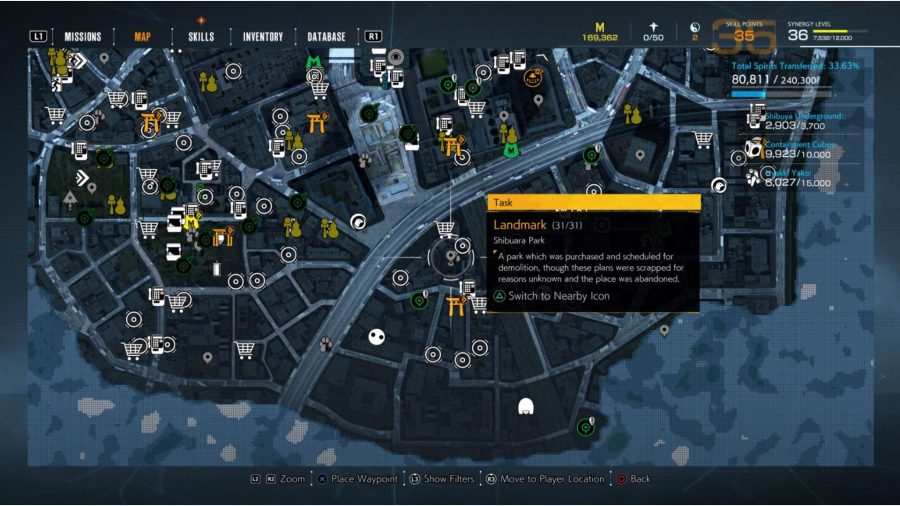 Ghostwire Tokyoランドマークの場所：地図はランドマークの場所を示しています