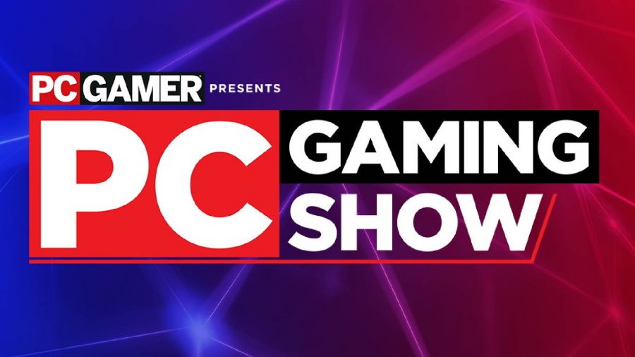 夏のゲームフェストスケジュール：PC Gaming Showのロゴが表示され、青と赤の背景に配置されます