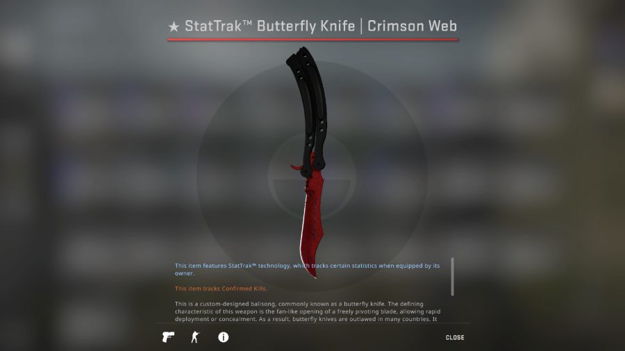 最も高価なCS：GOスキン：Butterfly Knife Crimson Web