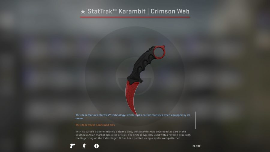 最も高価なCS：GOスキン：Karambit Crimson Web