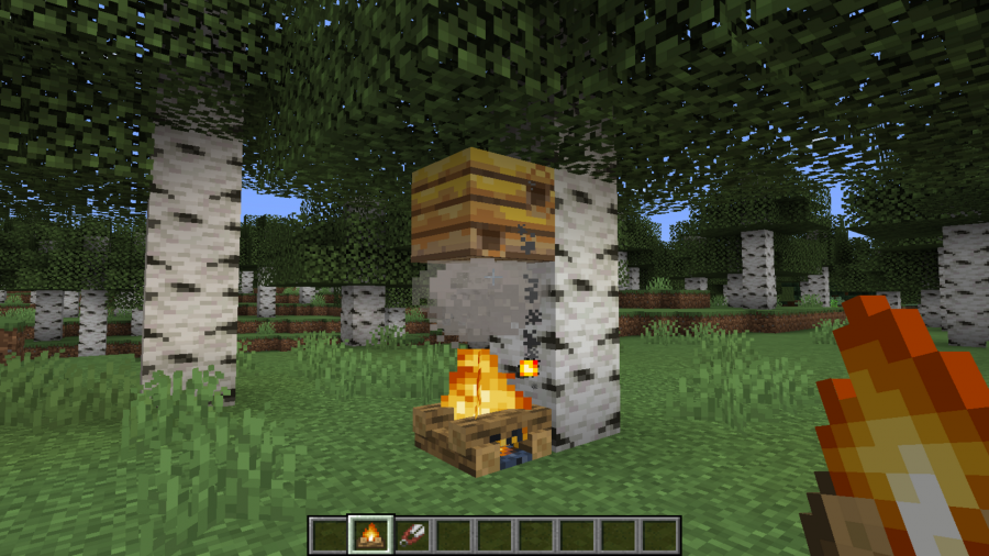 Minecraftでハニカムを取得する方法：ビービーの下でのキャンプファイヤー