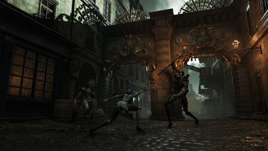 SteelrisingプレビューゲームプレイEldenRingBloodborne Nioh：Aegisがパリの街で2人の敵と戦っているのを見ることができます