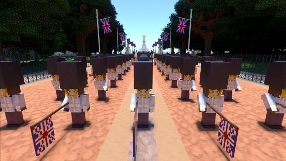 Minecraft Jubilee Party：ポールモールを歩いている警備員