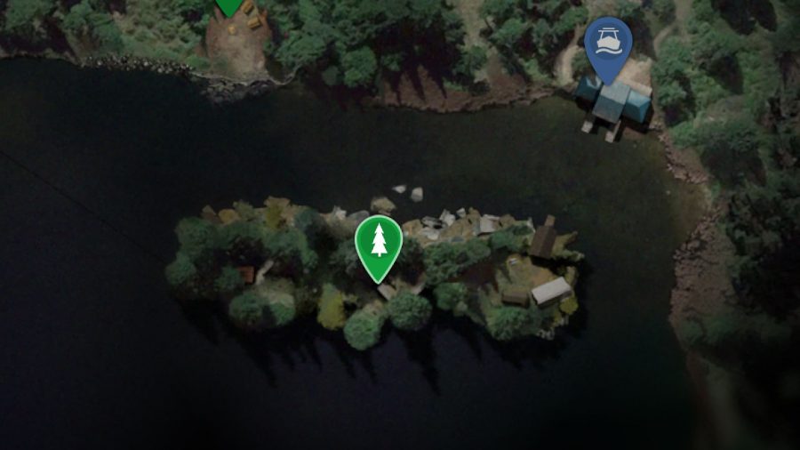 採石場の場所キャンプ：島は地図上で見ることができます。