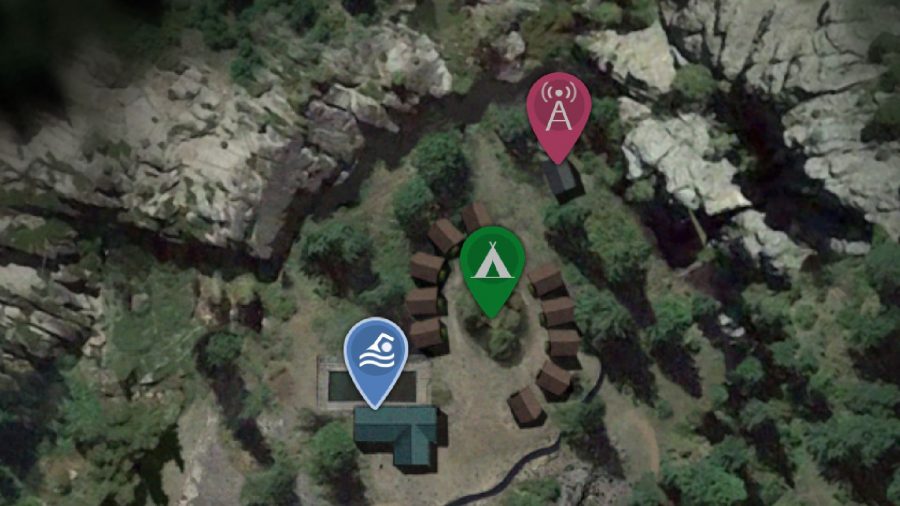 採石場の場所のキャンプ：プールハウスは地図上で見ることができます。