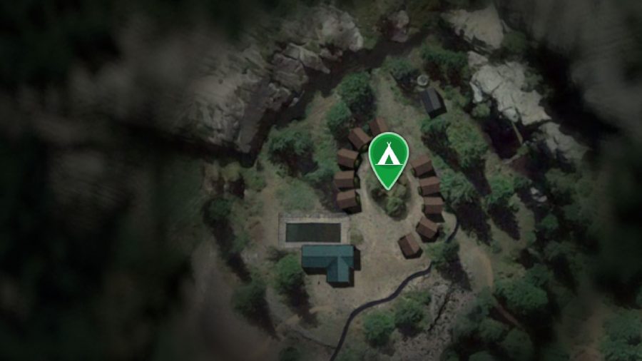 採石場の場所キャンプ：キャンプロッジは地図上で見ることができます
