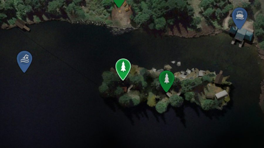 採石場の場所のキャンプ：樹上の家は地図上で見ることができます。