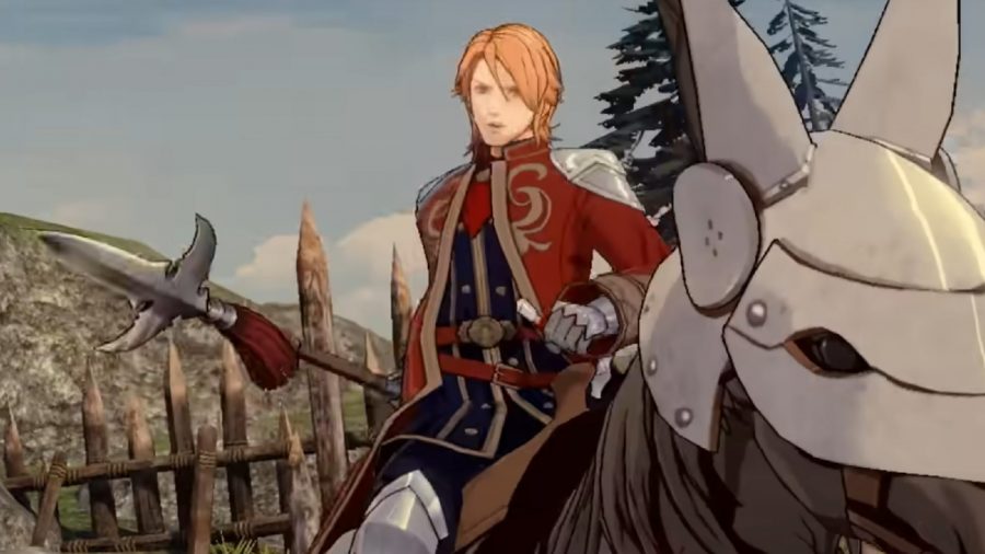 ファイアーエムブレム3つの希望キャラクター：フェルディナンドは馬に乗って見ることができます