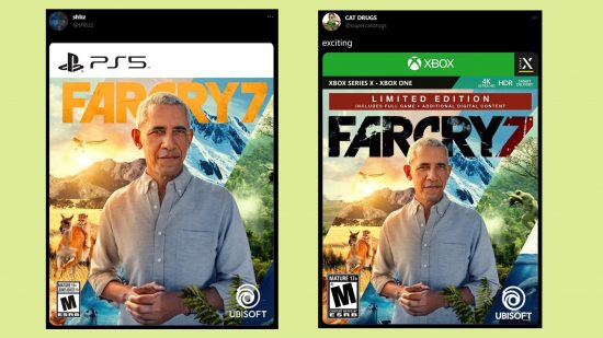 Far Cry 7 オバマ編集カバーのなりすまし: いくつかのモックアップ Far Cry カバーにオバマ氏が登場