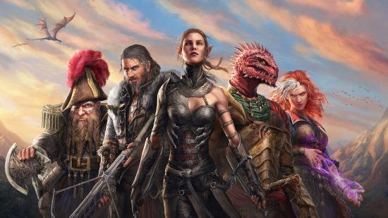 最高の Xbox RPG ゲーム: Divinity Original Sin 2 の 5 人のキャラクター、提督、戦士、エルフ、トカゲ、魔術師