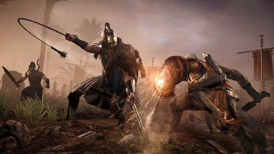Assassin's Creed の最高のゲームのランク付け: AC Origins の Bayek の戦いの画像