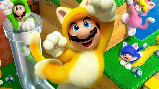 最高の Switch 協力ゲーム: 黄色の猫がジャンプするマリオ