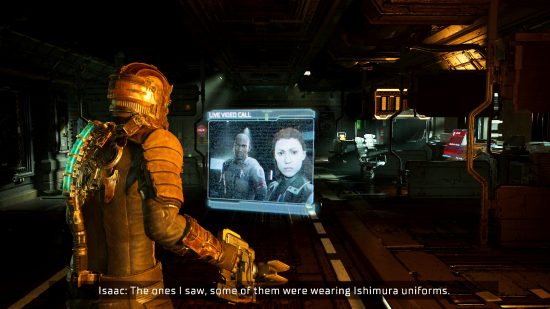 Dead Space リメイク レビュー: アイザック クラークがホラー ビデオ ゲームで話している画像