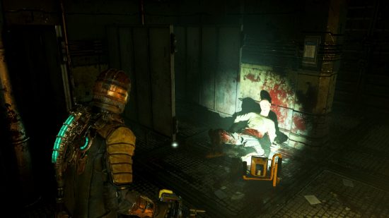 デッド スペースのリメイク レビュー: ホラー ビデオ ゲームのアイザック クラークと死体の画像