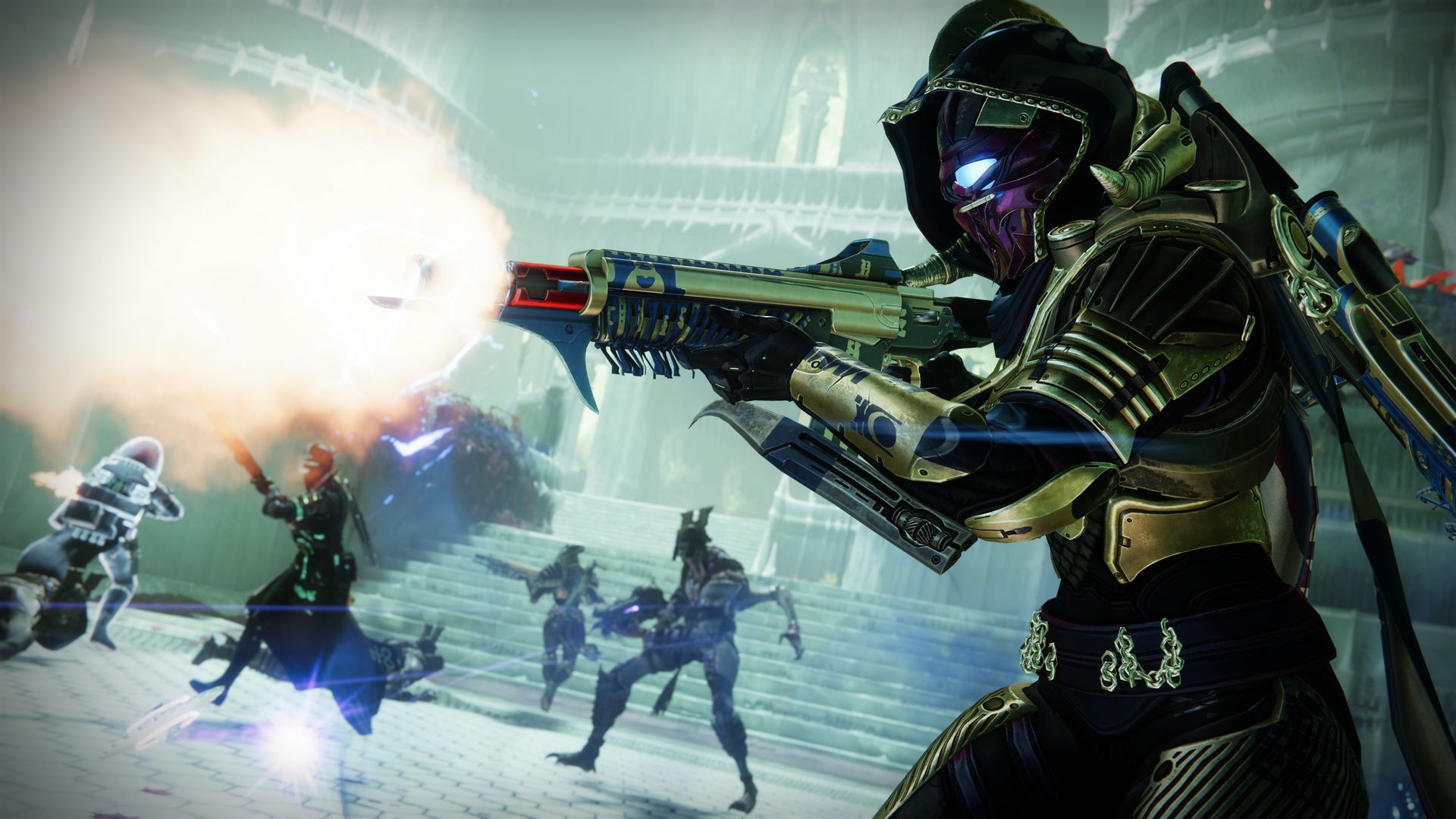 最高の Xbox FPS ゲーム: Destiny 2 で兵士がライフルを撃つ