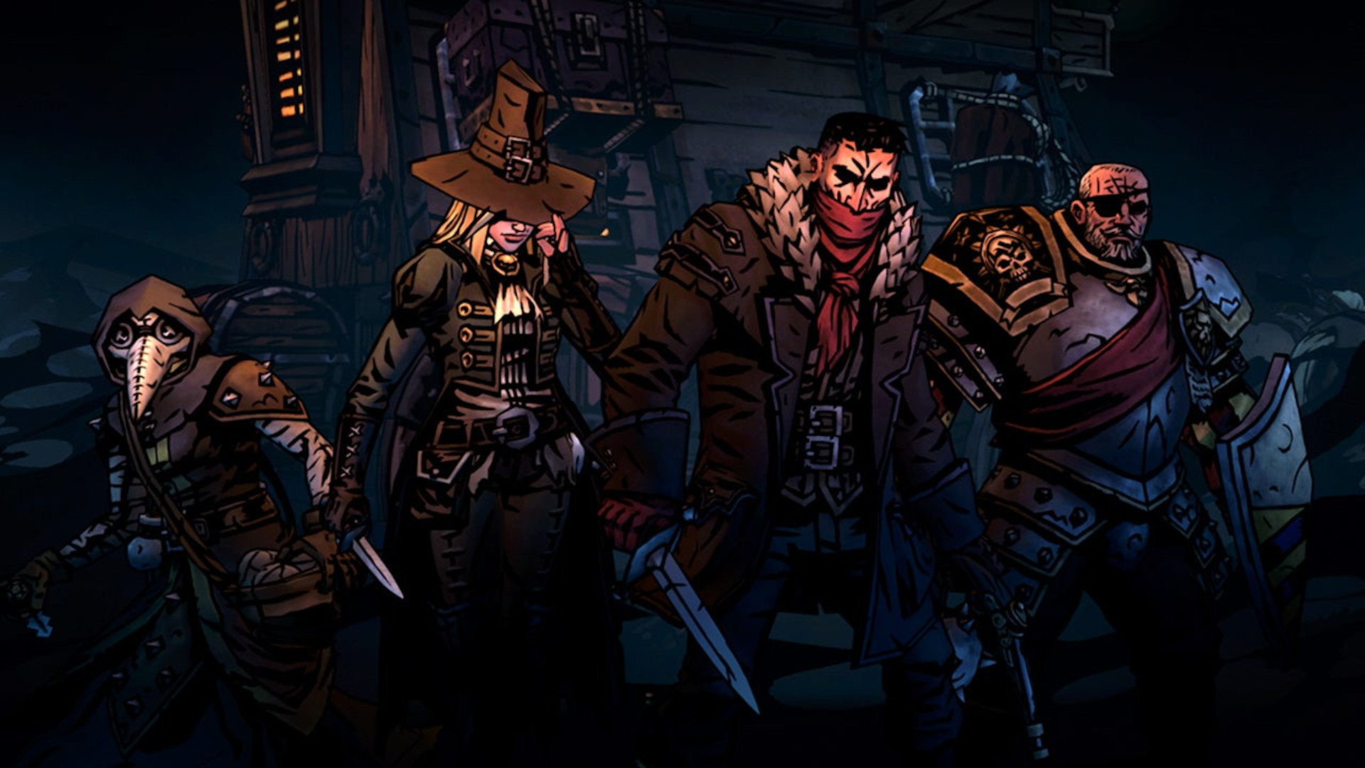 最高のスイッチ ローグライク ゲーム: Darkest Dungeon のような鎧と武器を備えた複数のキャラクター