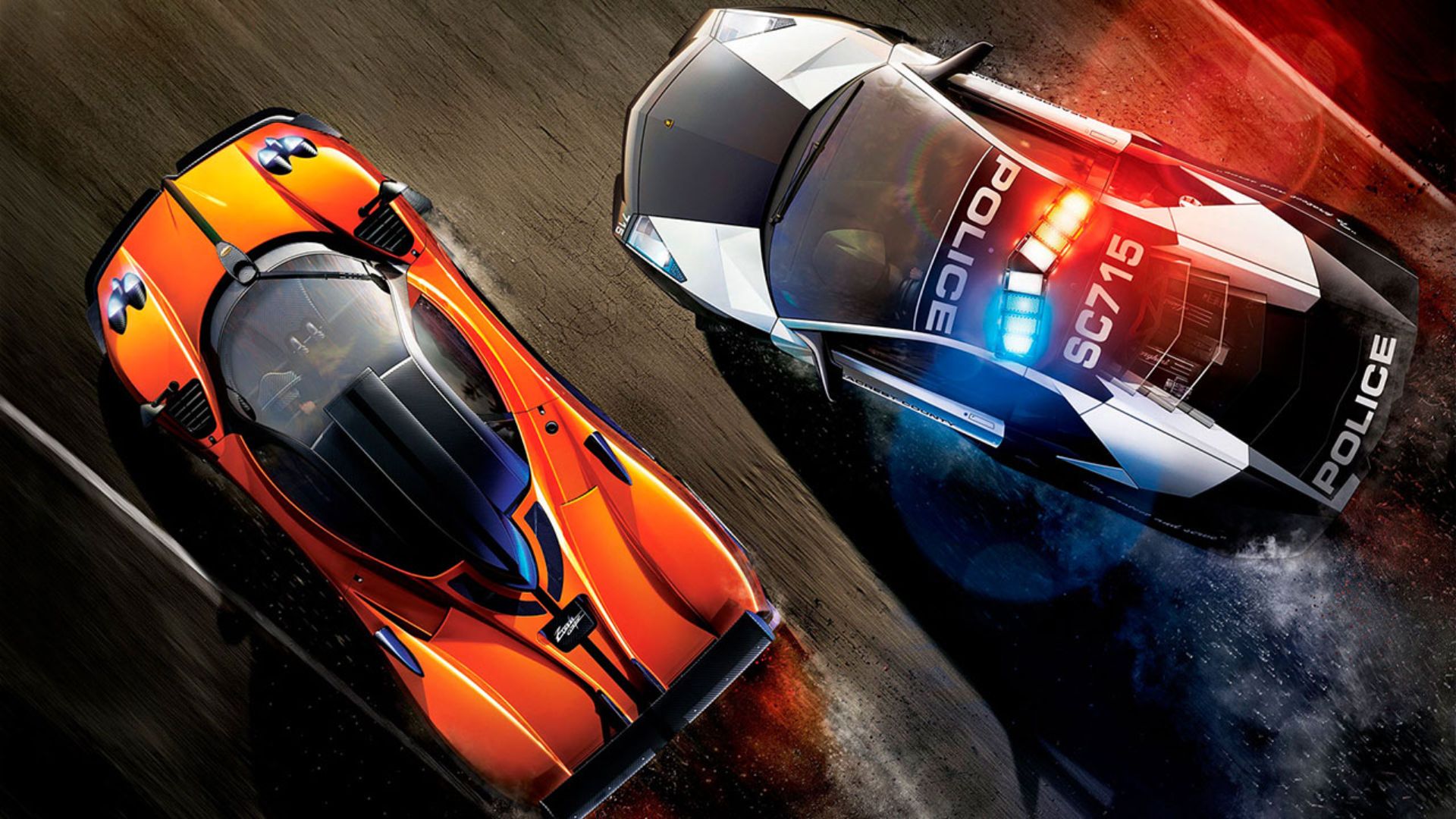 最高のスイッチ レーシング ゲーム: オレンジ色のレース カーが警察から逃れようとする「ニード フォー スピード ホット パースート」