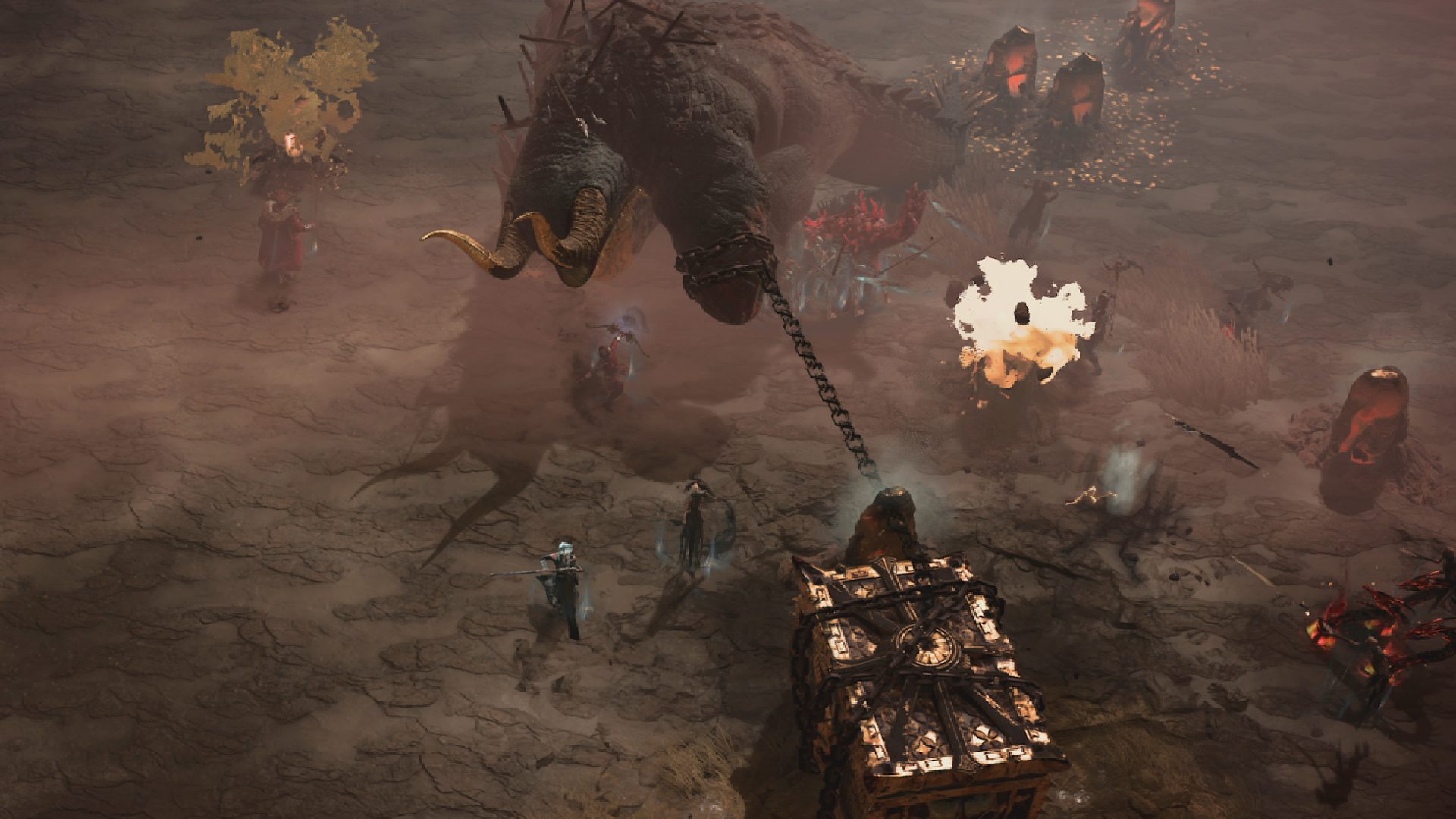 Diablo 4 World Tiers: プレイヤーがボスと戦っているのが見える