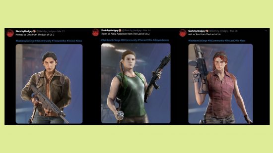 Rainbow Six Siege The Last of Us バンドル ファン コンセプト: FPS ゲームの Dina、Tess、Abby スキンのイメージ