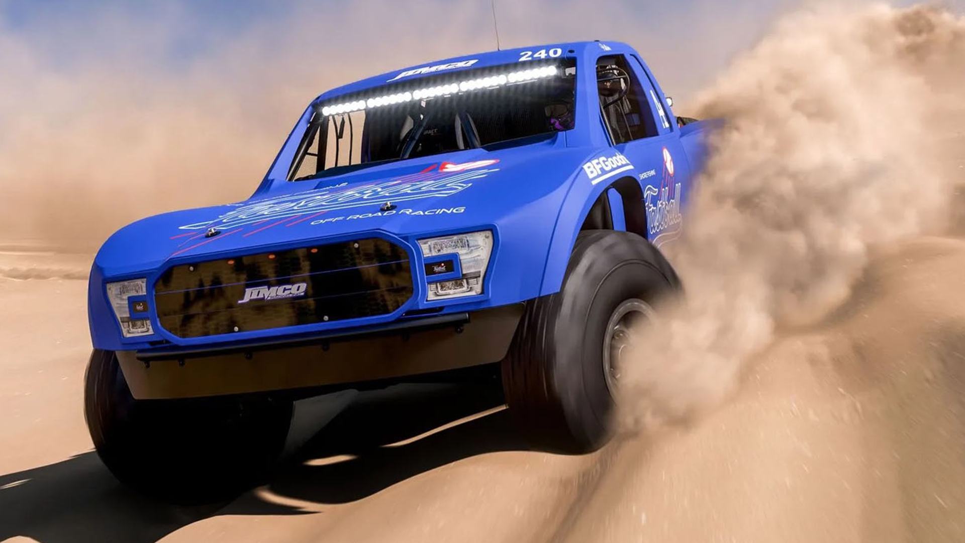 Forza Horizo​​n 5 Rally Adventure Cars: The 2019 Jimco #240 Fastball Racing Spec Trophy Truck を見ることができます