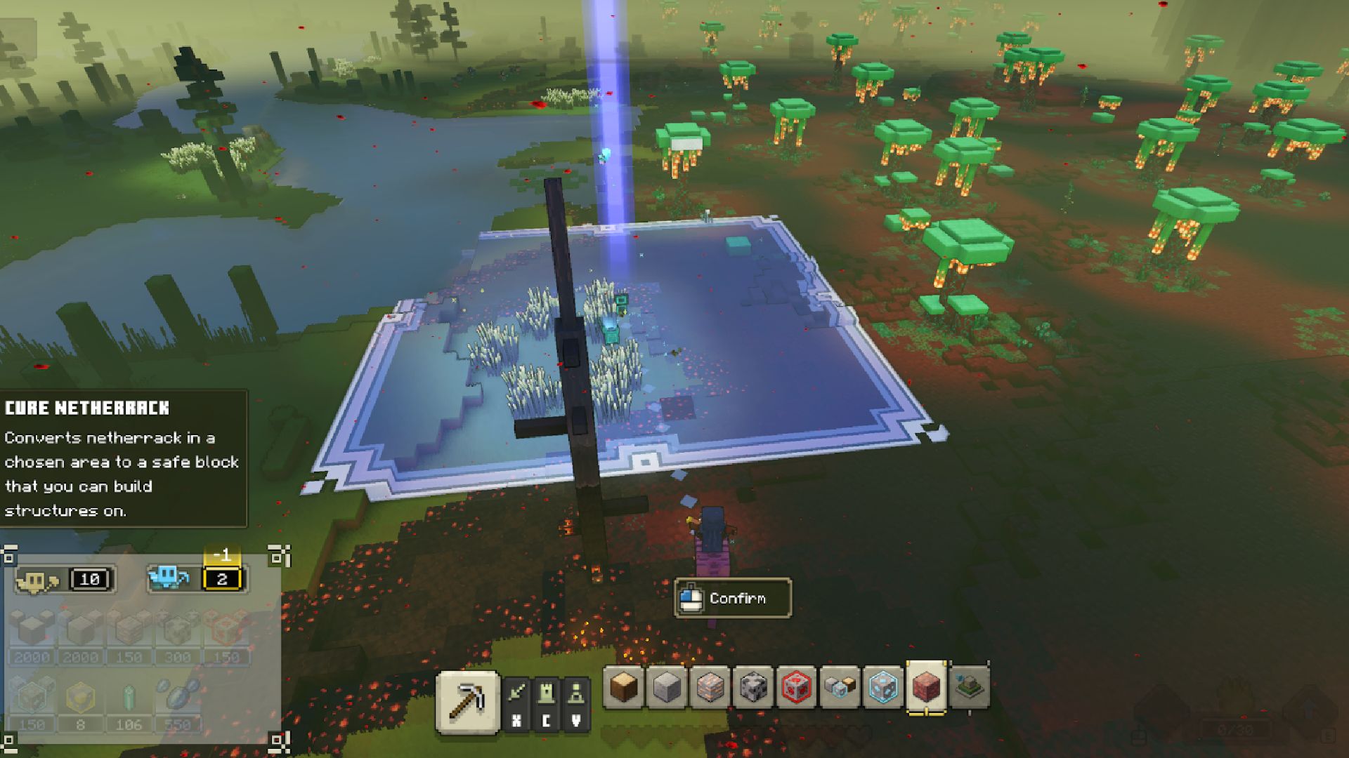 Minecraft Legends Destroy Bases: 人が基地を作っているのが見える