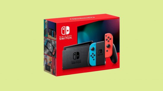 最高のゲーム コンソール: Nintendo Switch。 画像は、ボックス内のスイッチを示しています。