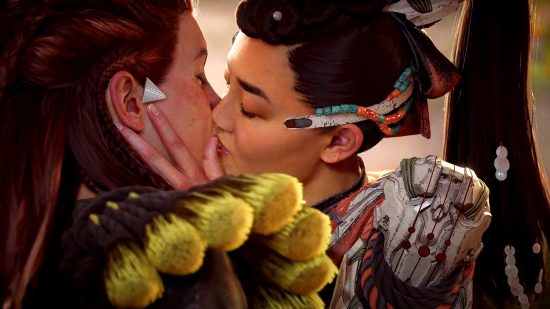 Horizo​​ n Forbidden West 3 Burning Shores DLC Aloy allies Seyka: The two kissing from the open world RPG