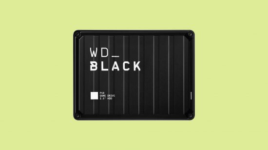 最高の Xbox 拡張カード: 無地の背景の WD_Black P10 ゲーム ドライブ。
