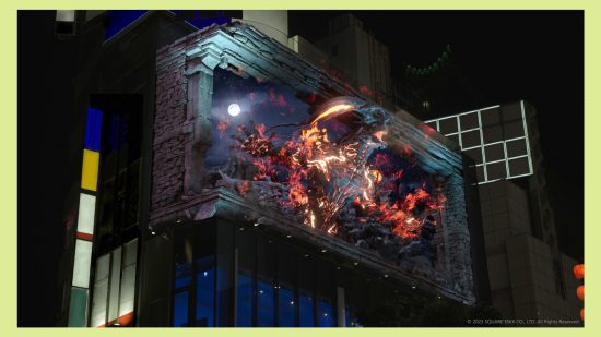 ファイナルファンタジー 16 の日本広告「Eikons Renaissance: 新宿のイフリートを映すデジタル 3D 広告」