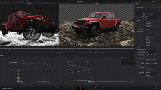 最高のストリーミング ソフトウェア: DaVinci Resolve Studio。 画像は、誰かが車の映像を編集しているところを示しています。