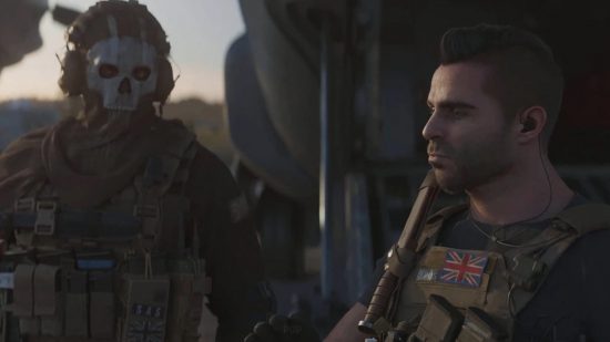 Modern Warfare 3 のキャラクター: ゴーストと話すソープ。