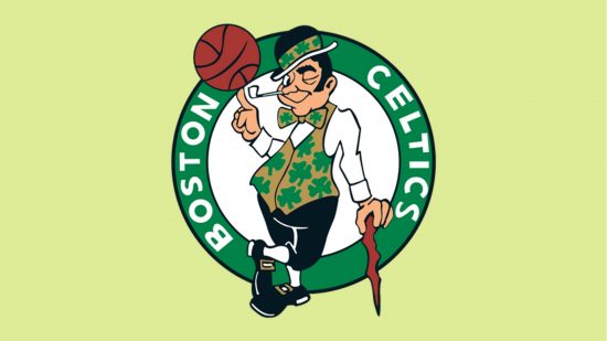 NBA 2K24 レーティング: 淡い緑色の背景にボストン セルティックスのロゴ