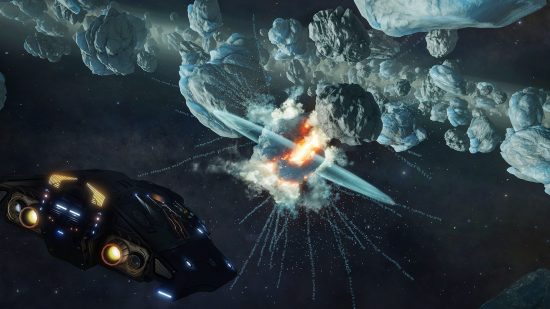 最高の宇宙ゲーム: 宇宙船が隕石に向かって爆発を起こす 