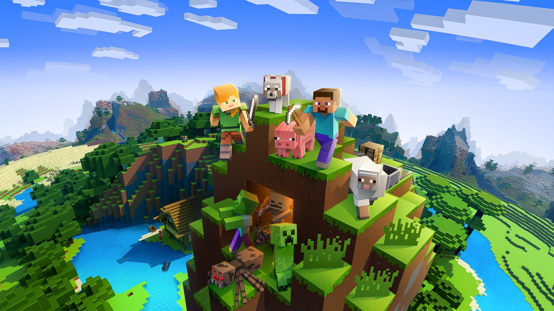 ベスト サバイバル ゲーム: Minecraft の世界には複数の人や動物が登場します