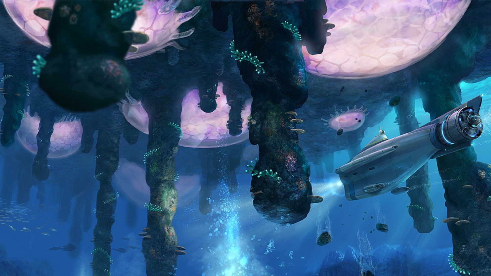 ベストサバイバルゲーム: 潜水艦が滑空する水中の海が見える