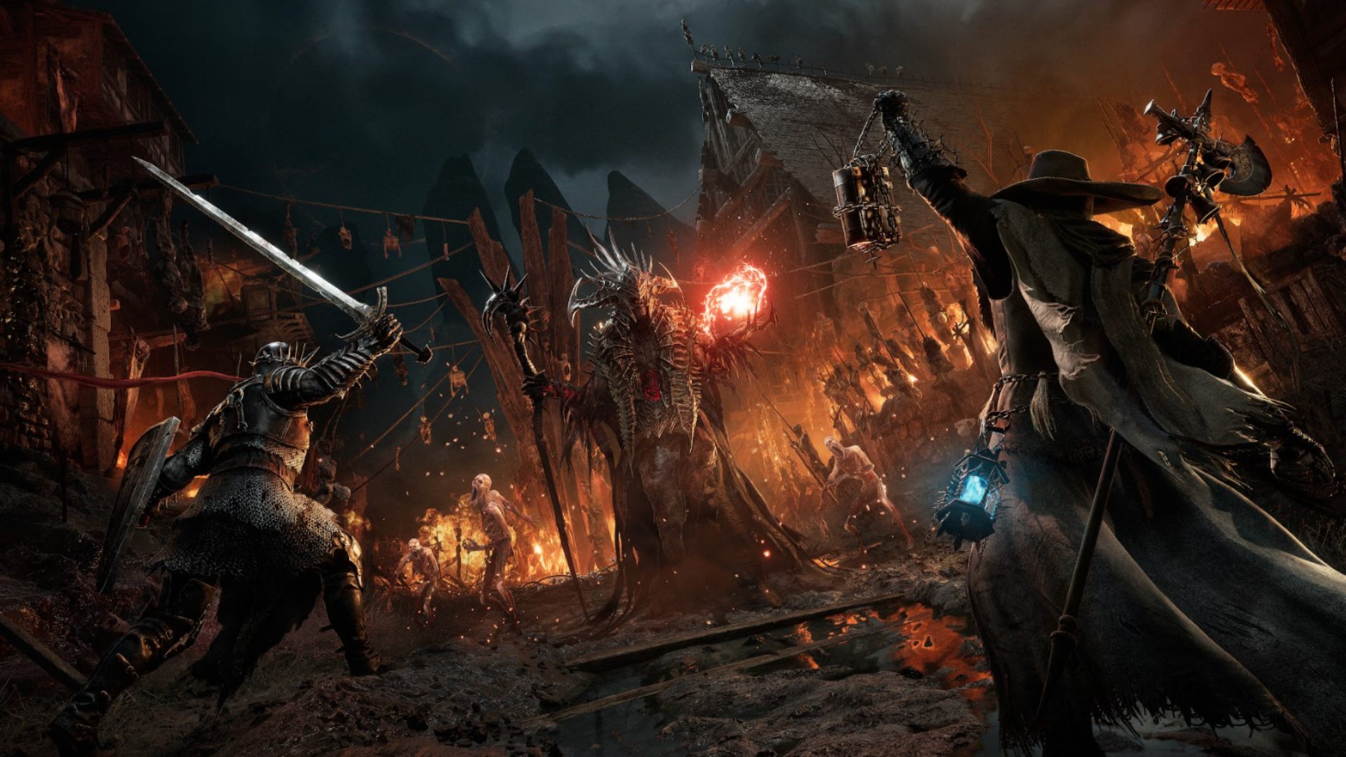 Lords of the Fallen ゲームプレイ プレビュー Umbral Axiom: 2 人のプレイヤーがボスと戦っているのが見られます