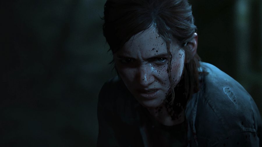 ベスト PS4 ゲーム: The LAst of Us Part 2 で顔に血が飛び散り苦悶の表情を浮かべるエリー
