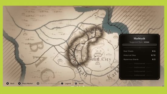 アサシン クリード ミラージュの収集品ハルビヤ: ゲーム内のマップの画像