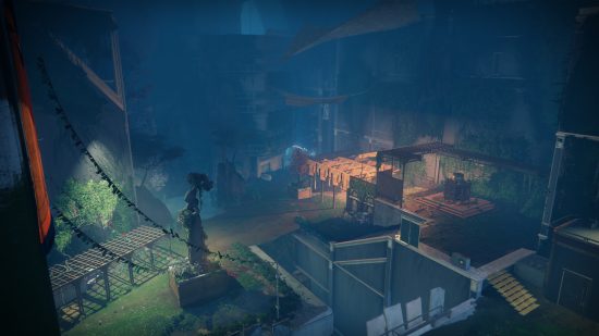 Destiny 2 The Final Shape: ペイルハートの夜のラストシティの都市環境。