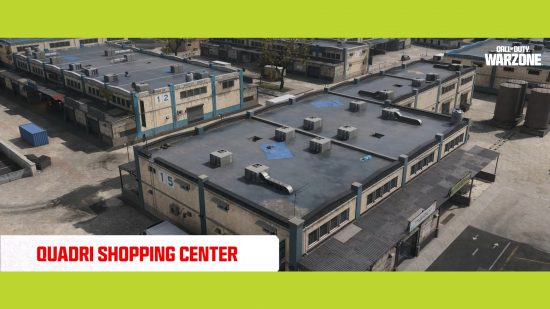 Warzone ウルジクスタンの新しいマップ: クアドリ ショッピング センターの高角度画像。