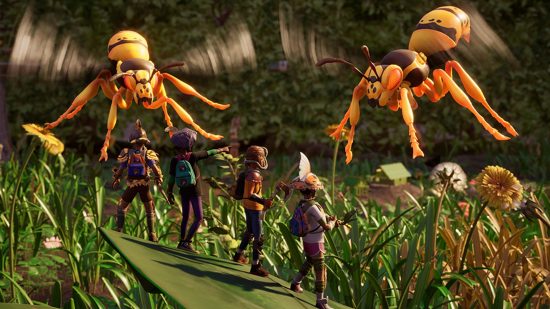 Xbox 限定: グラウンデッドの昆虫の反対側の葉の上に立つキャラクター