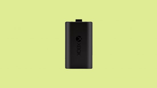 ベスト Xbox コントローラー充電器: 緑色の背景の前にある Xbox 充電式バッテリー パック